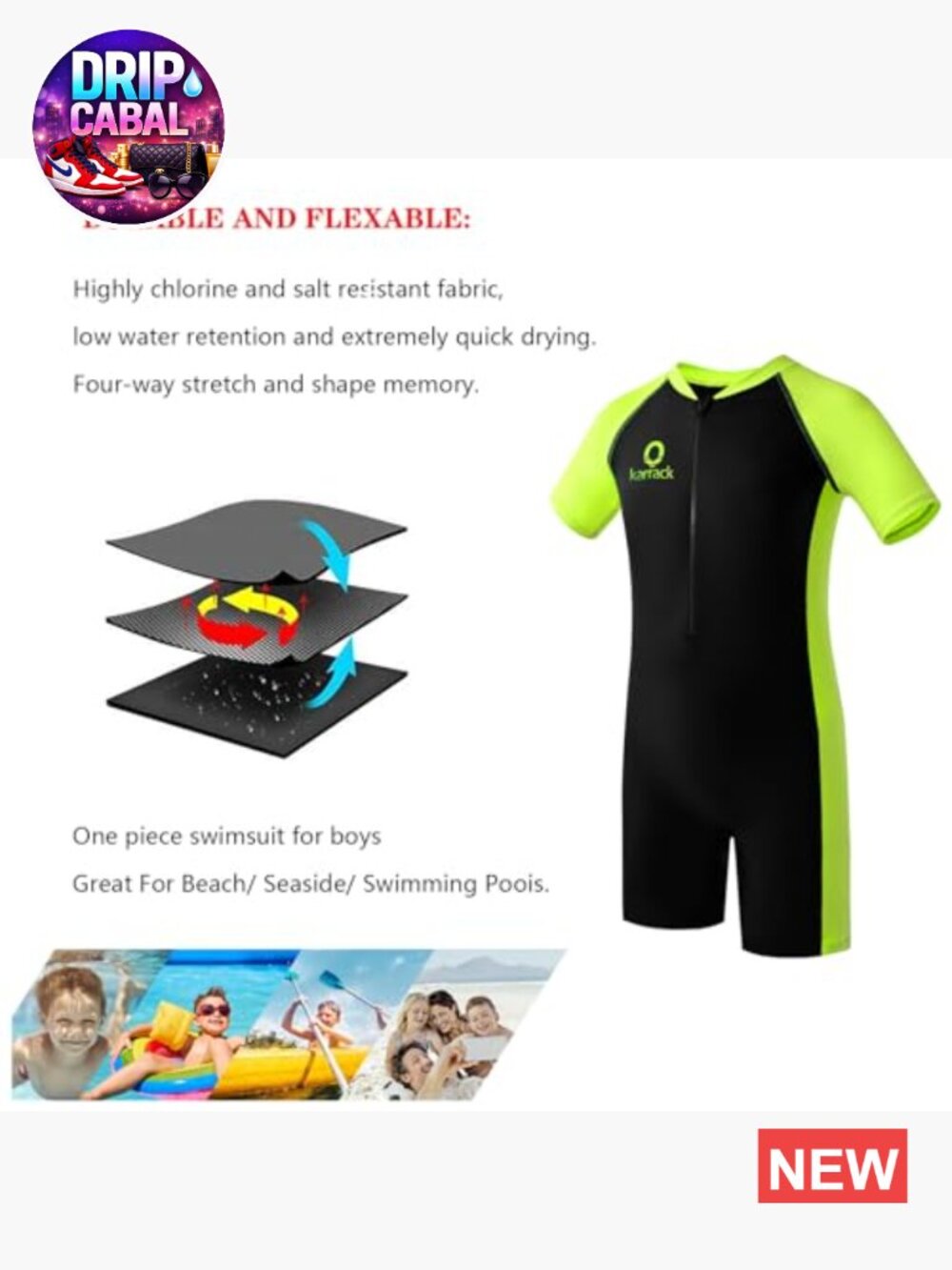 Kids One Piece Rash Guard Swim UPF 50+ Sun Protection Chlorine Resistant Quick - Picture 3 of 7